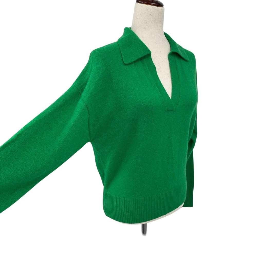 J.CREW V-Neck Sweater Merino Wool & Alpaca Knit Kelly Green Women's Small - Picture 2 of 11